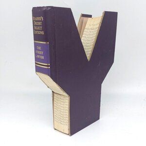 Vintage Cut Book Letter Y Decor - Recycled Readers Digest Initial Art, Upcycled
